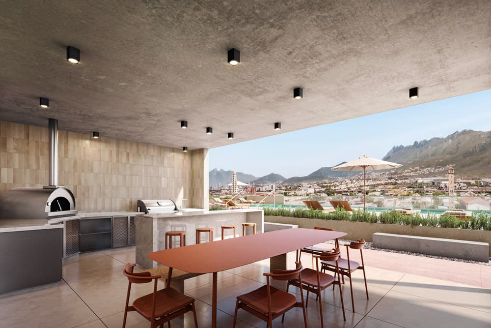 Sala Grill — Terraza techada con horno de leña